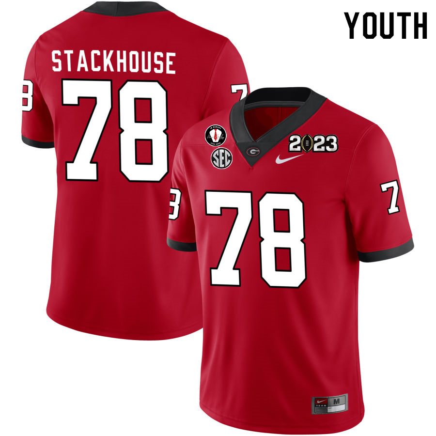 Georgia Bulldogs Youth Nazir Stackhouse #78 Red 2022-23 CTP National Championship Stitched College UGA Football Jersey 23RP018BU